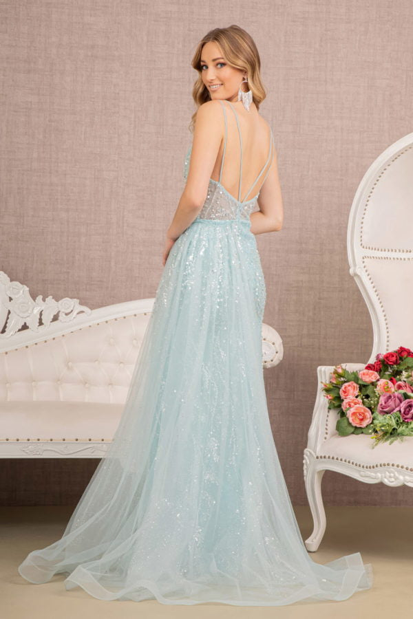 Baby Blue_1 Illusion Sweetheart Mermaid Slit Dress GL3119 - Women Formal Dress - Special Occasion-Curves