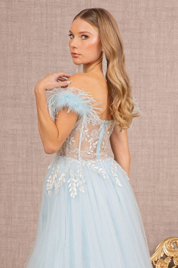 Baby Blue_3 Sheer Bodice Glitter Sequin A-Line Gown GL3135 - Women Formal Dress -Special Occasion-Curves