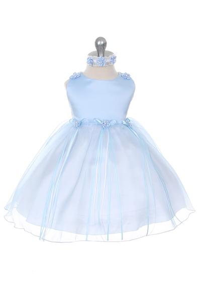 Baby blue Baby Rosebud Organza Party Dress-AS193