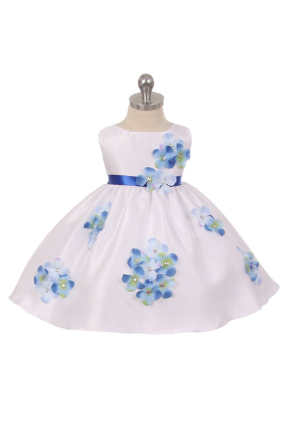 Blue Baby Shantung Flower Party Dress-AS219F