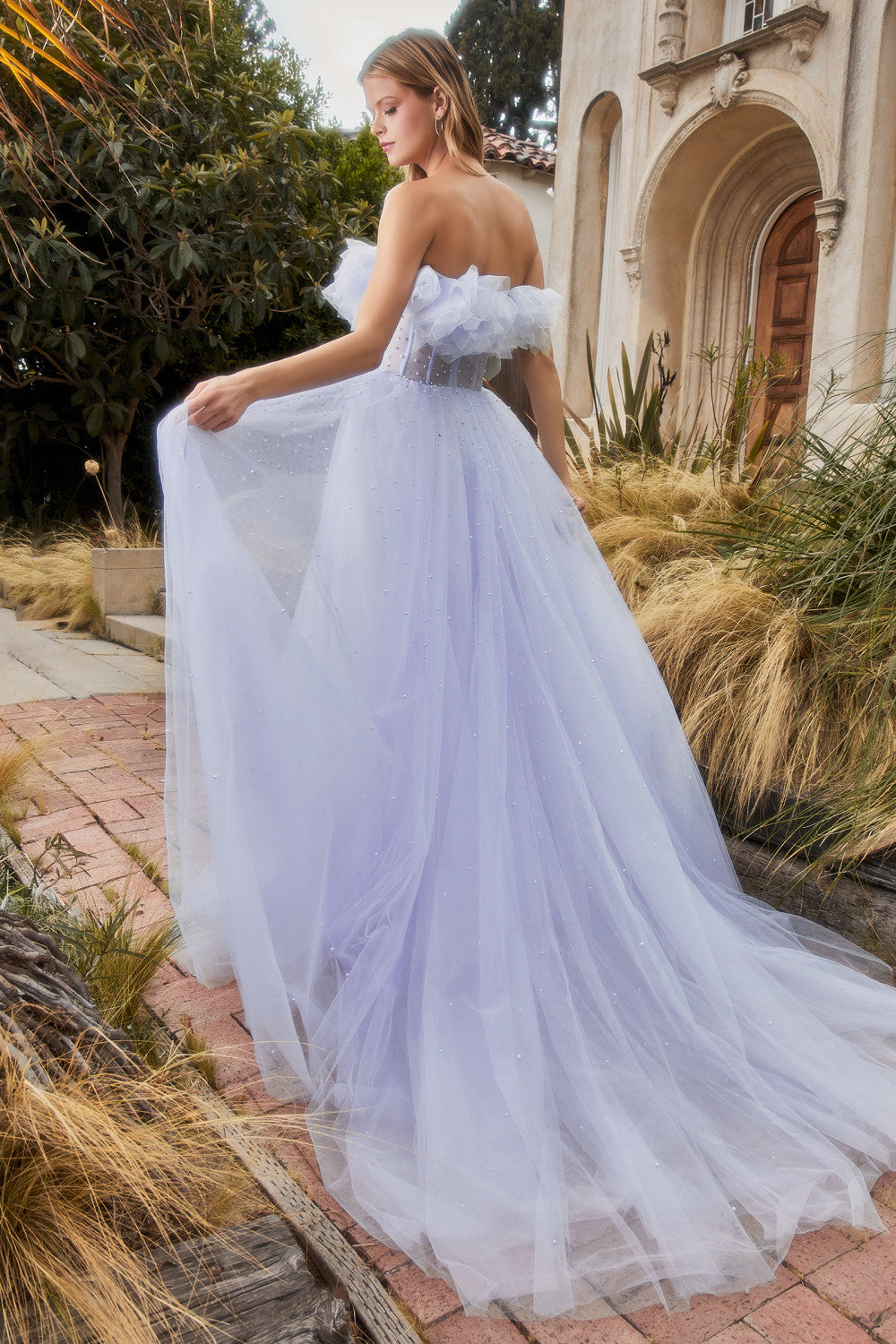 Blue_1 Gathered A-Line Tulle Ballgown A1199 - Special Occasion