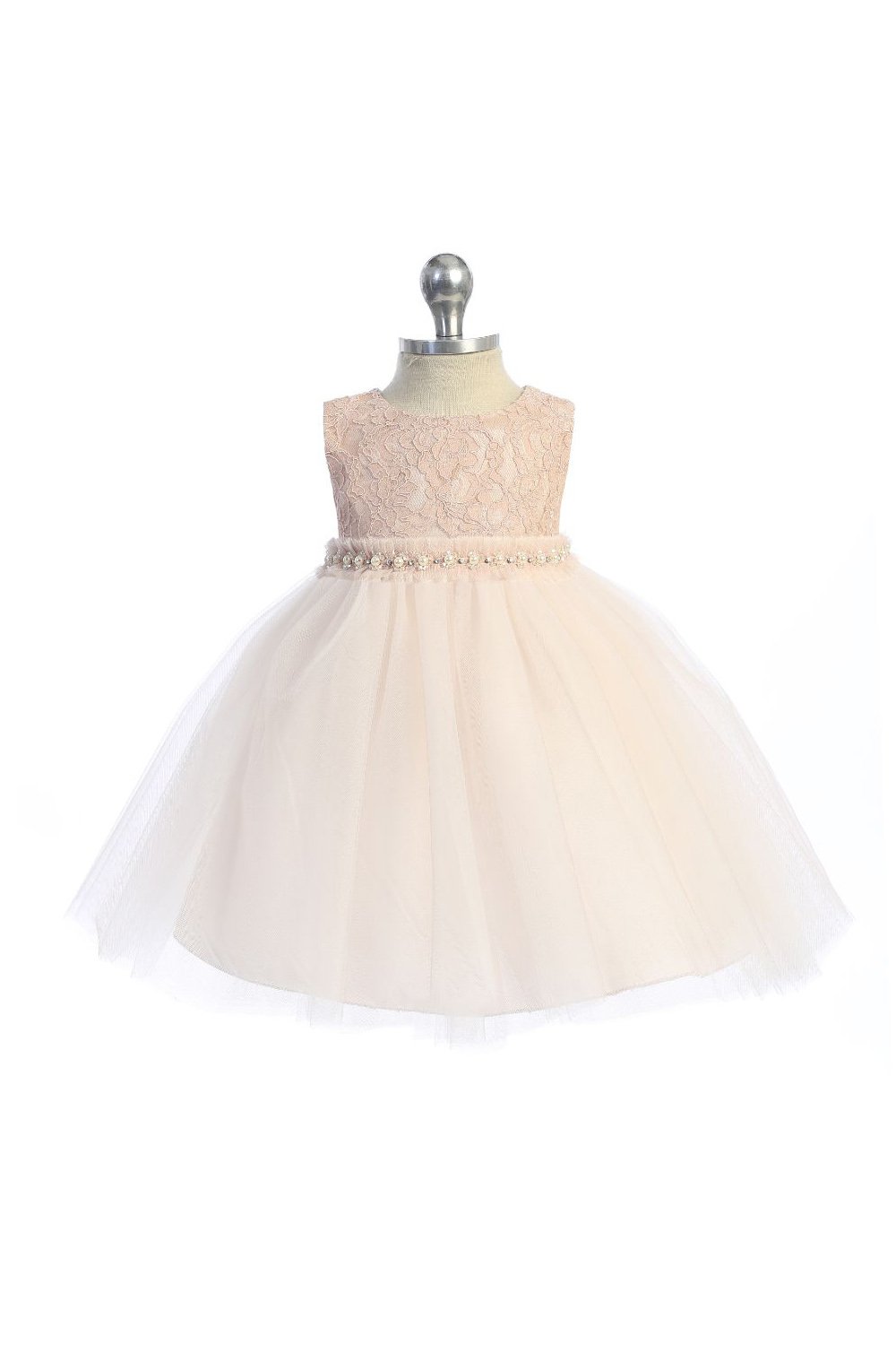 Baby Girl Lace & Mesh Pearl Trim Party Dress - AS456B-B Kids Dream