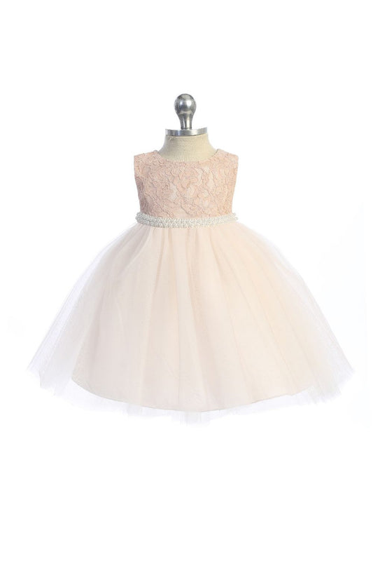 Baby Girl Lace & Thick Pearl Trim Party Dress - AS456B-C Kids Dream