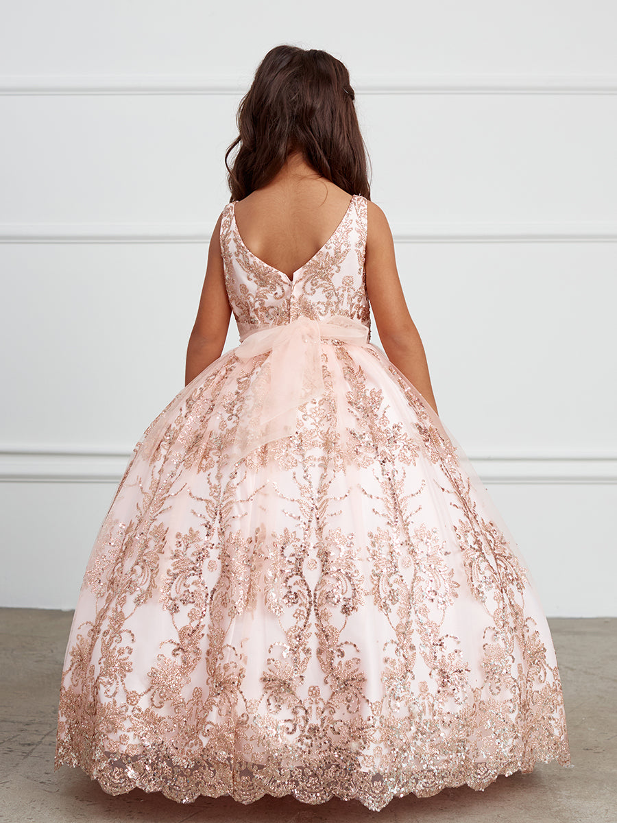 Blush_1 Girl Dress with Glitter Tulle Overlay Dress - AS7036