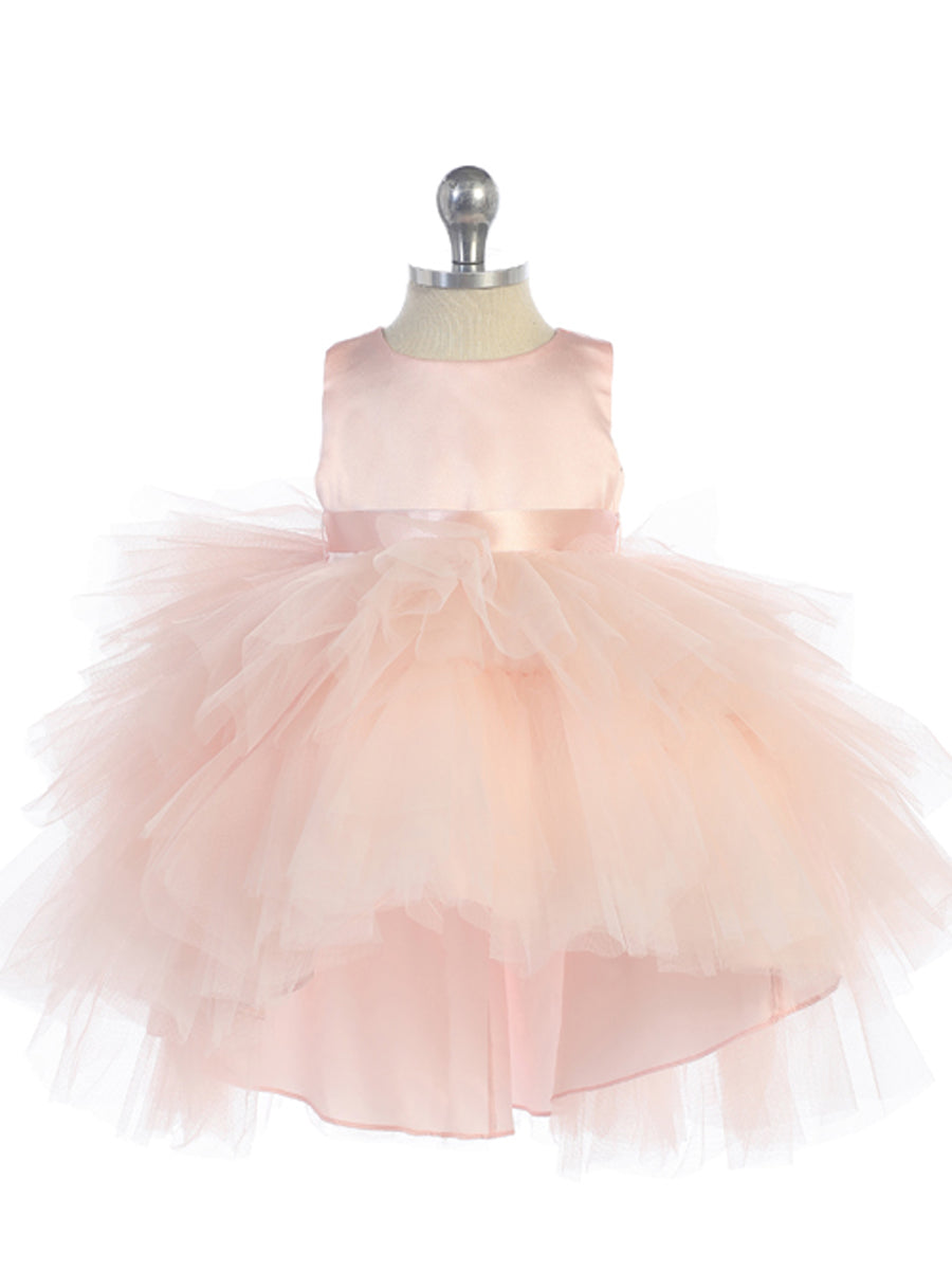 Blush_1 Girl Dress with Ruffled Tulle High-Low Dress - AS5658