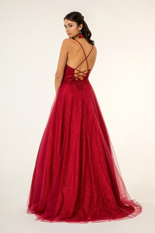 Burgundy_1 Embroidery Spaghetti Strap A-Line Women Bridal Gown - GL1917 GLS