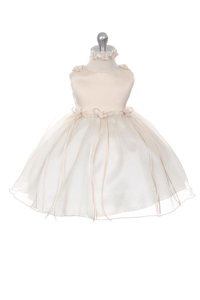 Champagne Baby Rosebud Organza Party Dress-AS193