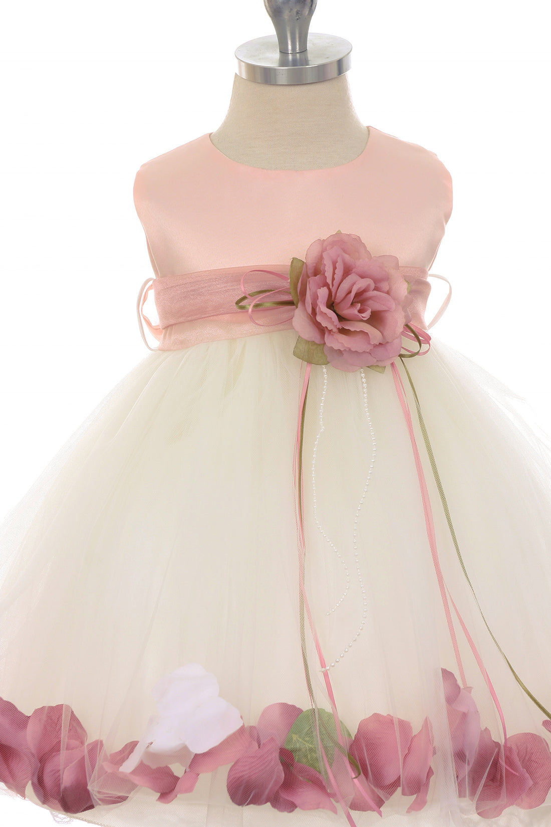 Dusty Rose_2 Baby Satin with Organza Party Dress-AS195B