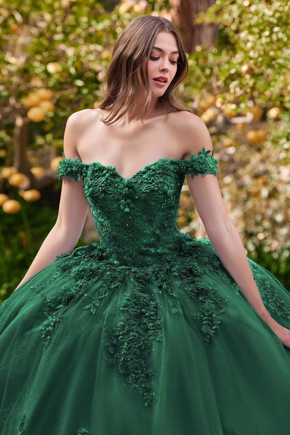 Emerald Off The Shoulder Quinceanera Ball Gown 15702