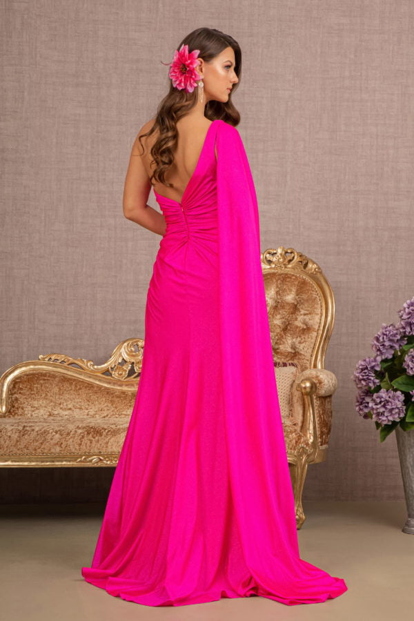 Fuchsia_1 Glitter Asymmetric Mermaid Women Formal Dress - GL3136 - Special Occasion-Curves