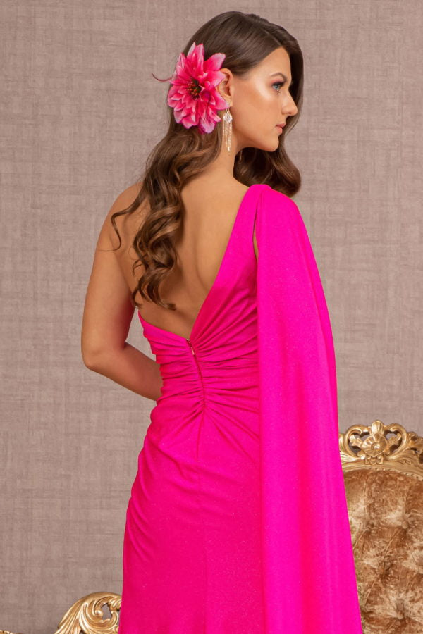 Fuchsia_4 Glitter Asymmetric Mermaid Women Formal Dress - GL3136 - Special Occasion-Curves