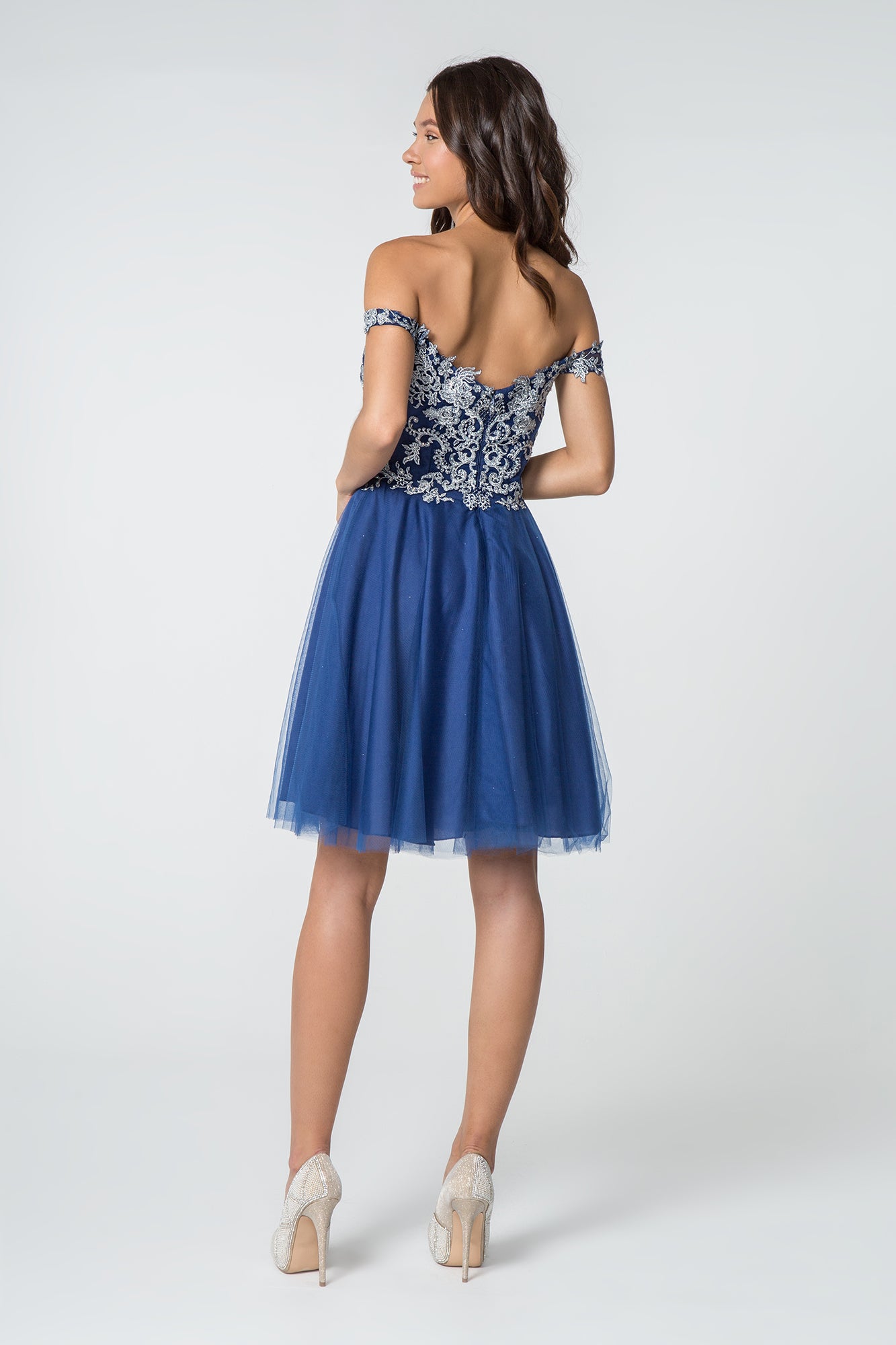 Elizabeth K - GS2862 - Bodice Cut-Away Shoulder Cocktail Dress - Short