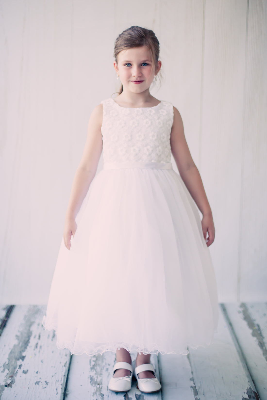 Flower Embroidered Tulle Flower Girl Dress by AS368 Kids Dream - Girl Formal Dresses