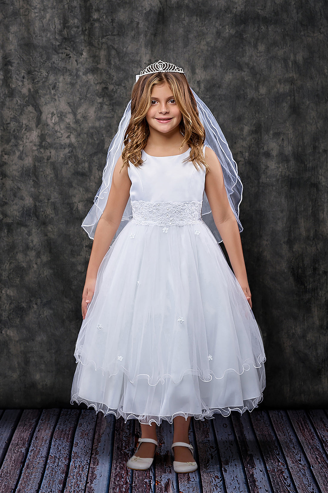 Girl Party Lace Trim Long Tulle Dress by AS198 Kids Dream - Girl Formal Dresses