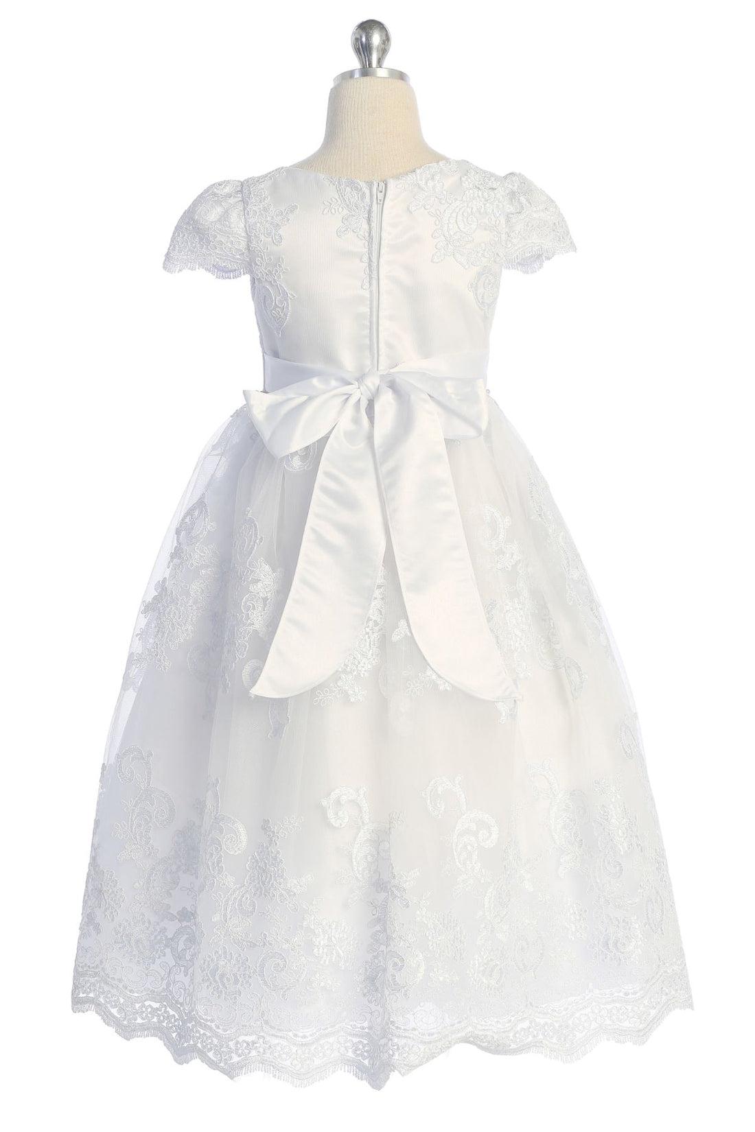 Cording Embellished Lace Sleeve Long Flower Girl Dress by AS554 Kids Dream - Girl Formal Dresses