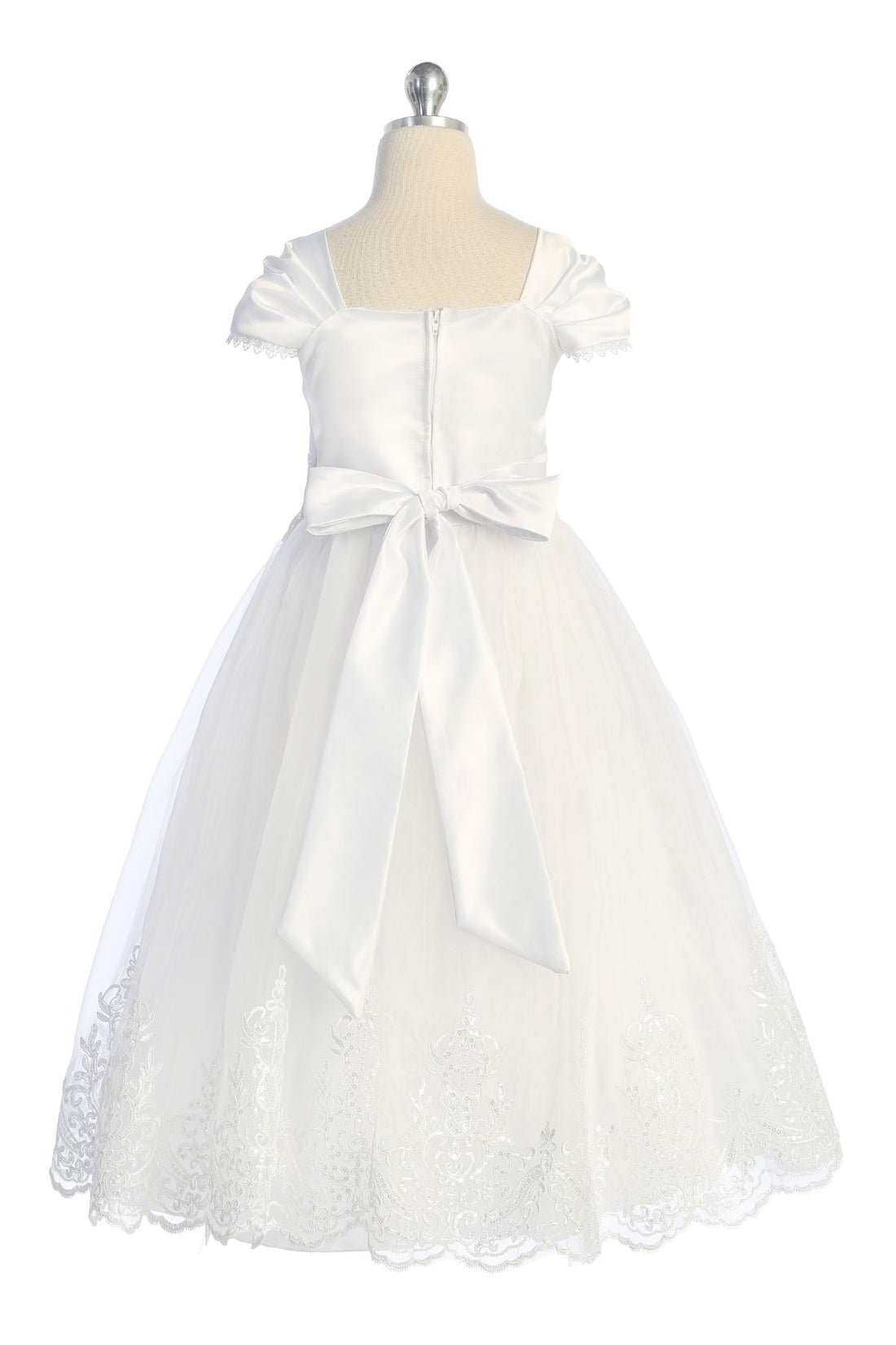 Embellished Organza Pleated Cap Sleeve Long Flower Girl Dress by AS556 Kids Dream - Girl Formal Dresses