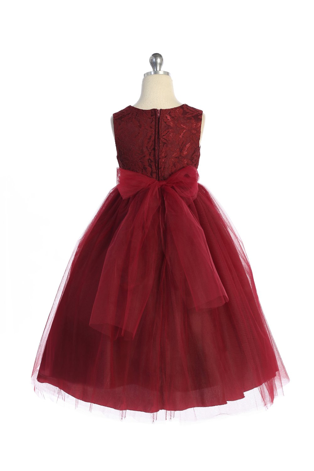 Long Lace Illusion with Rhinestone Trim Girl Party Dress by AS524-A Kids Dream - Girl Formal Dresses