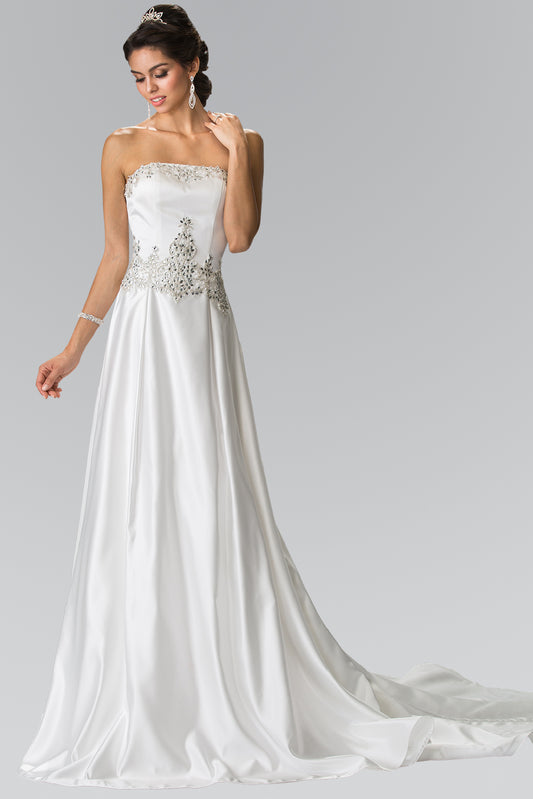 Ivory Satin Strapless A-Line Women Bridal Gown - GL2201 GLS