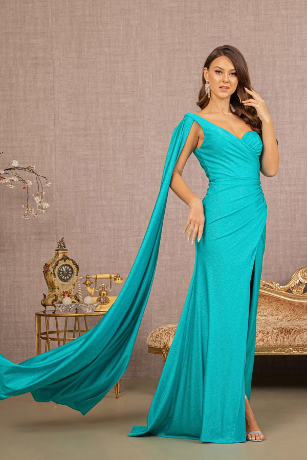 Lake Blue_2 Glitter Asymmetric Mermaid Women Formal Dress - GL3136 - Special Occasion-Curves