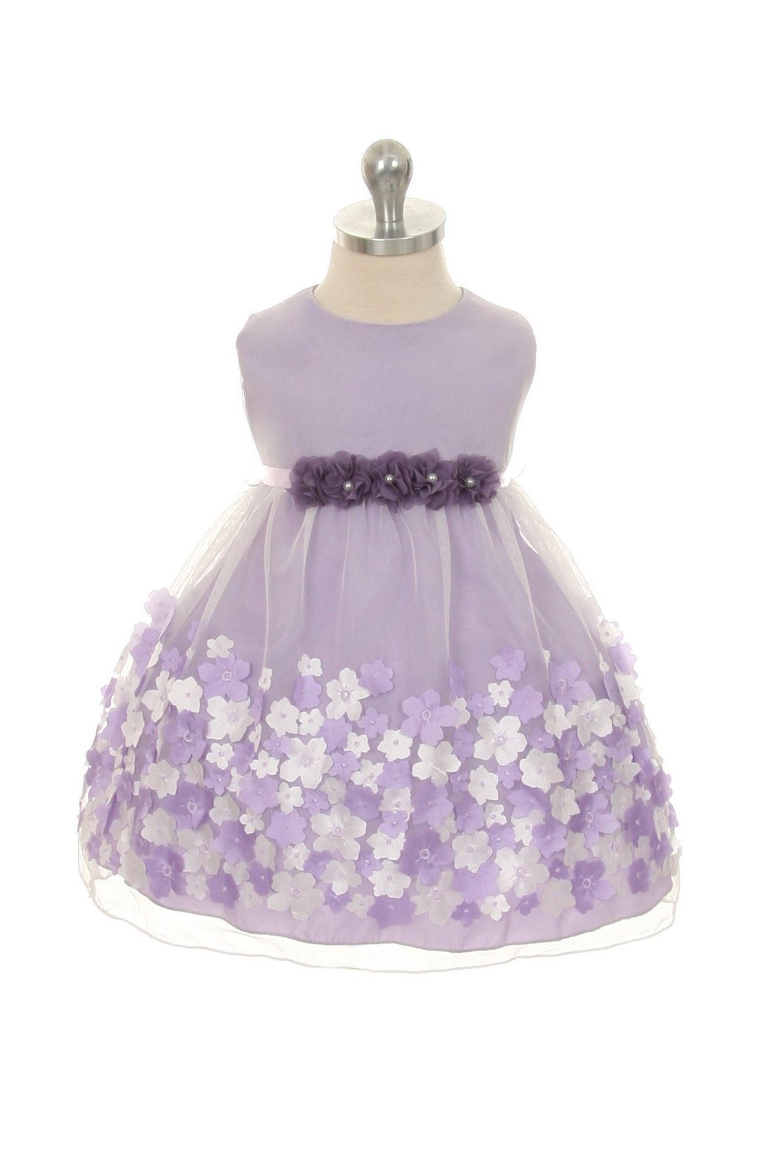 Lavender Baby Mesh Flowers Taffeta Party Dress-AS333