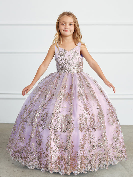 Lilac Girl Dress with Glitter Tulle Overlay Dress - AS7036