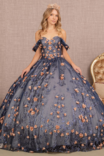 Navy GL3106 - Off-Shoulder Sweetheart Neckline Quinceanera Dress