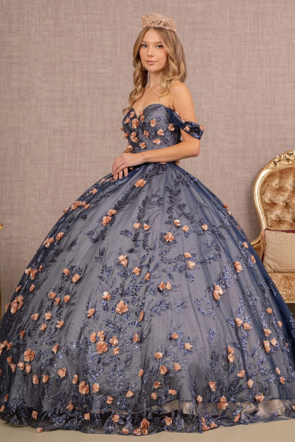 Navy_2 GL3106 - Off-Shoulder Sweetheart Neckline Quinceanera Dress