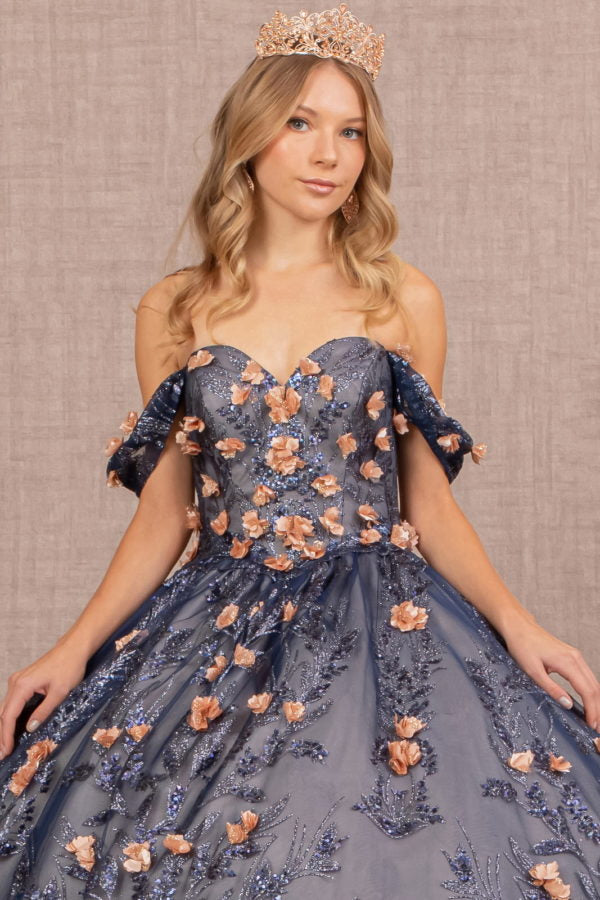 Navy_3 GL3106 - Off-Shoulder Sweetheart Neckline Quinceanera Dress