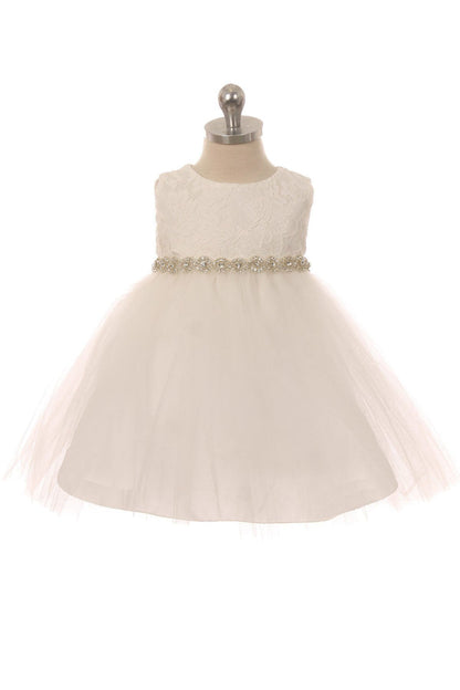 Baby Girl Lace & Rhinestone Trim Party Dress - AS456B-A Kids Dream