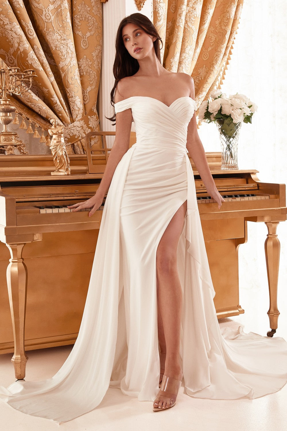 Off-White_3 Off The Shoulder Bridal Gown with Overskirt WN315