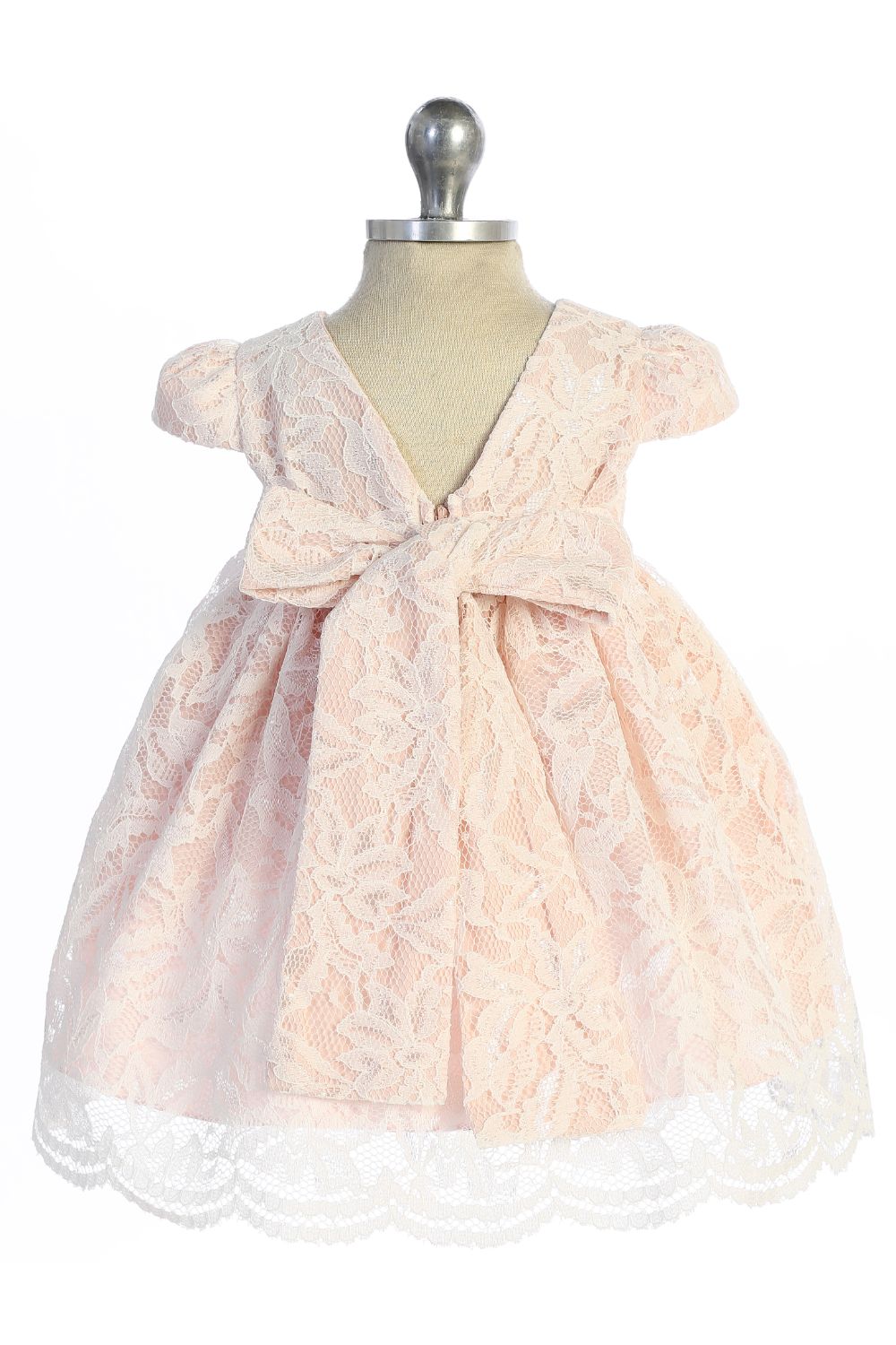 Baby Girl Lace V Back Bow Party Dress- AS532 Kids Dream