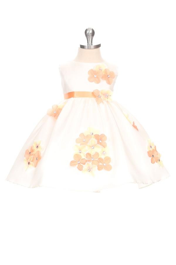 Peach Baby Shantung Flower Party Dress-AS219F