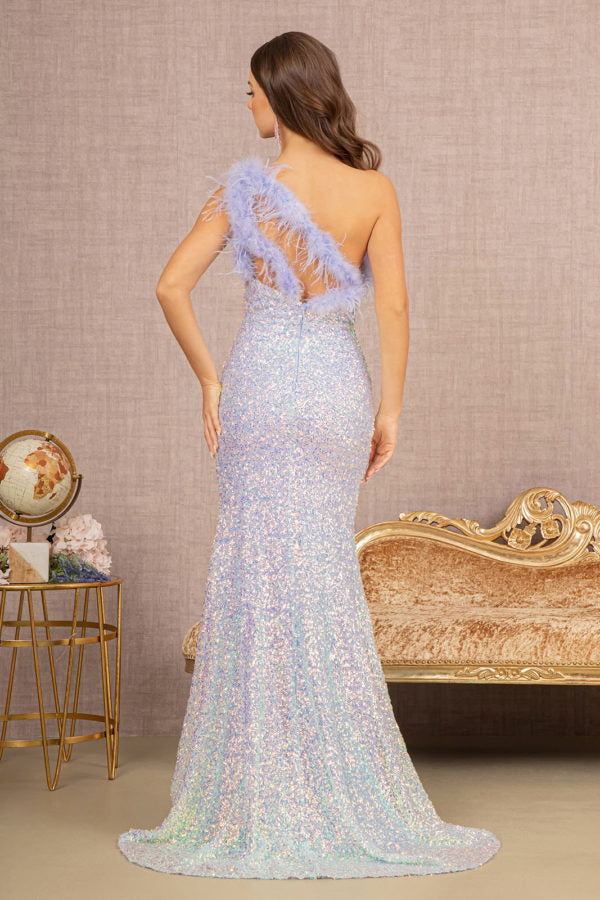 Periwinkle Blue_1 Sequin Asymmetric Mermaid Slit Gown GL3165 -Women Formal Dress- Special Occasion-Curves