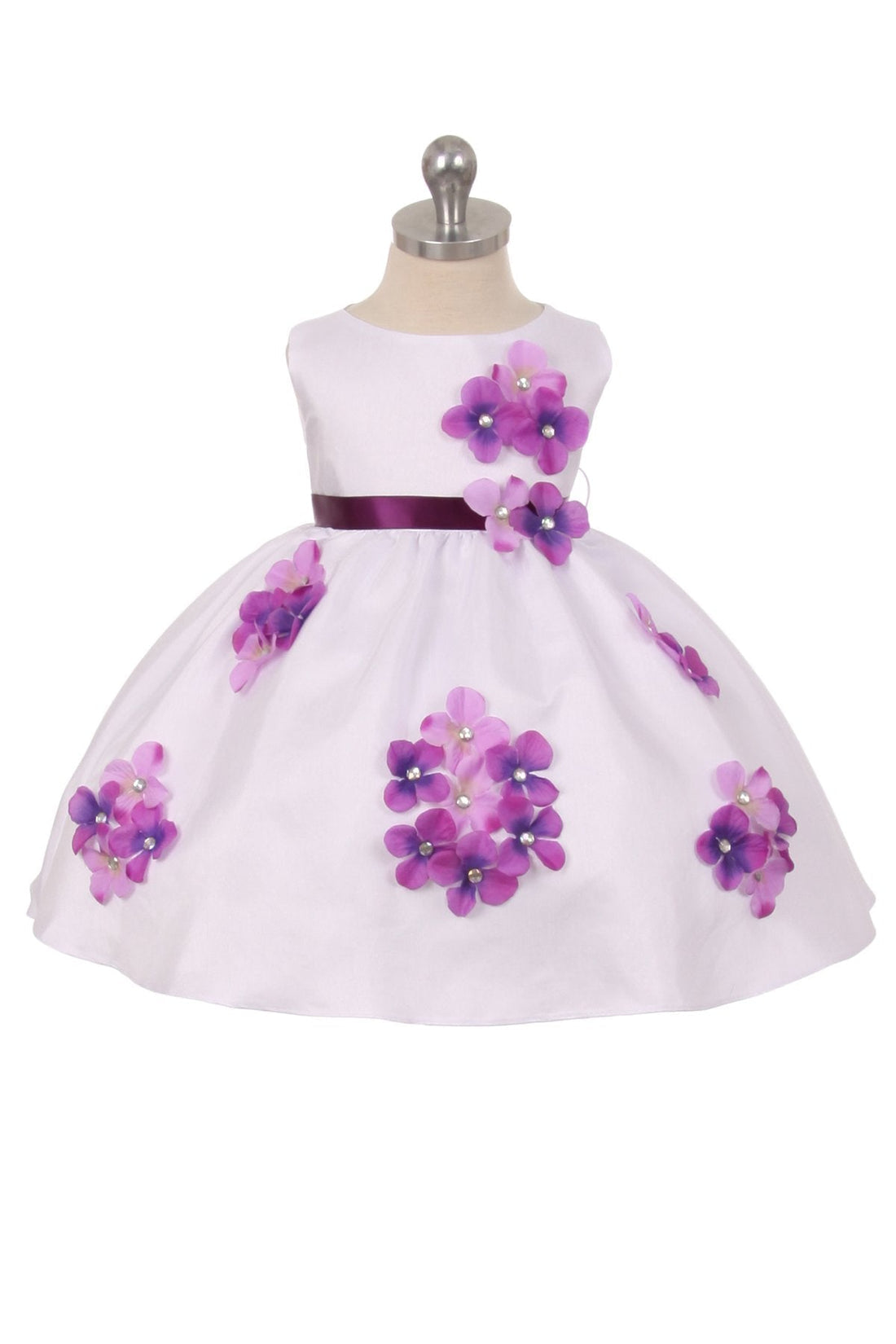 Purple Baby Shantung Flower Party Dress-AS219F