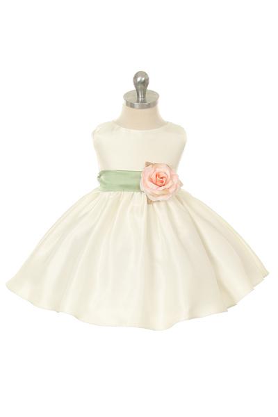 Sage Baby Poly Silk Organza Ivory Party Dress-AS219