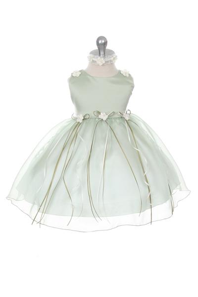 Sage Baby Rosebud Organza Party Dress-AS193