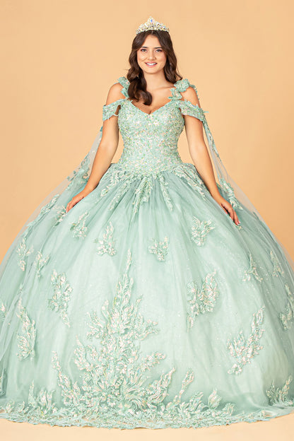 Sage Elizabeth K - GL3099 - Mesh V-Neck Applique Quinceanera Dress