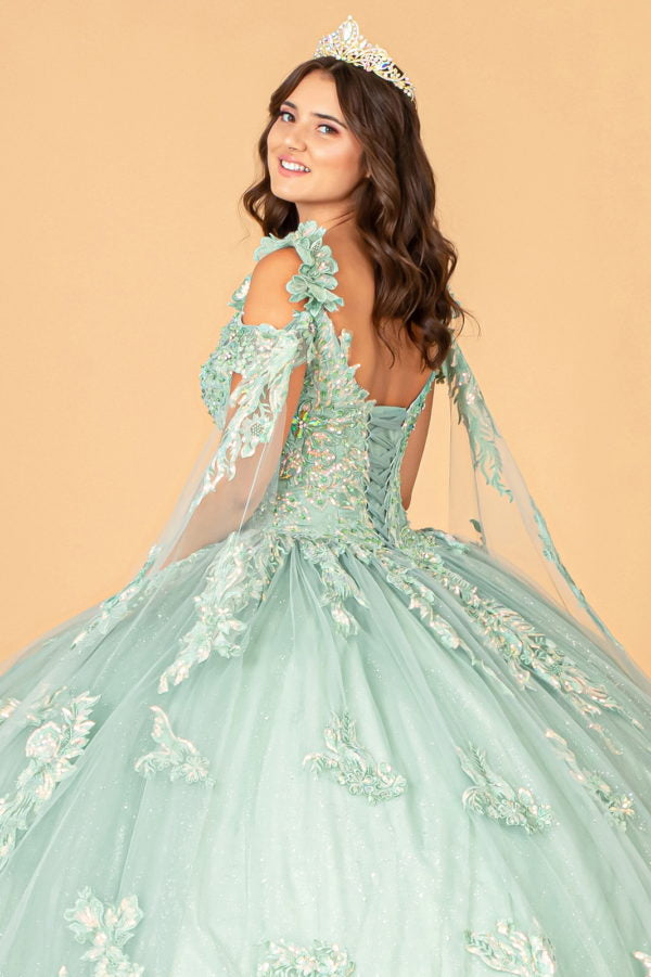 Sage_3 Elizabeth K - GL3099 - Mesh V-Neck Applique Quinceanera Dress