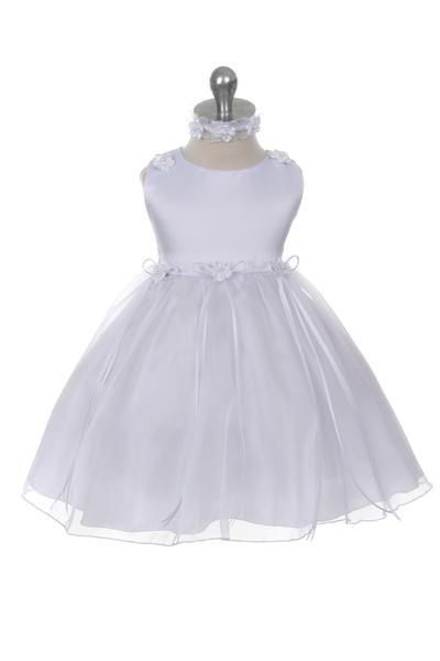 White Baby Rosebud Organza Party Dress-AS193