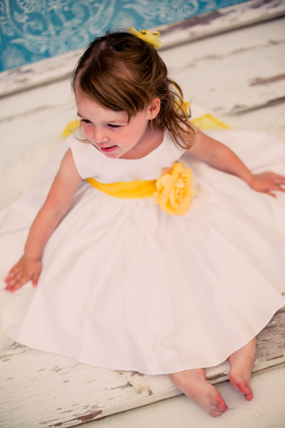 Yellow_1 Baby Poly Silk Organza Ivory Party Dress-AS219