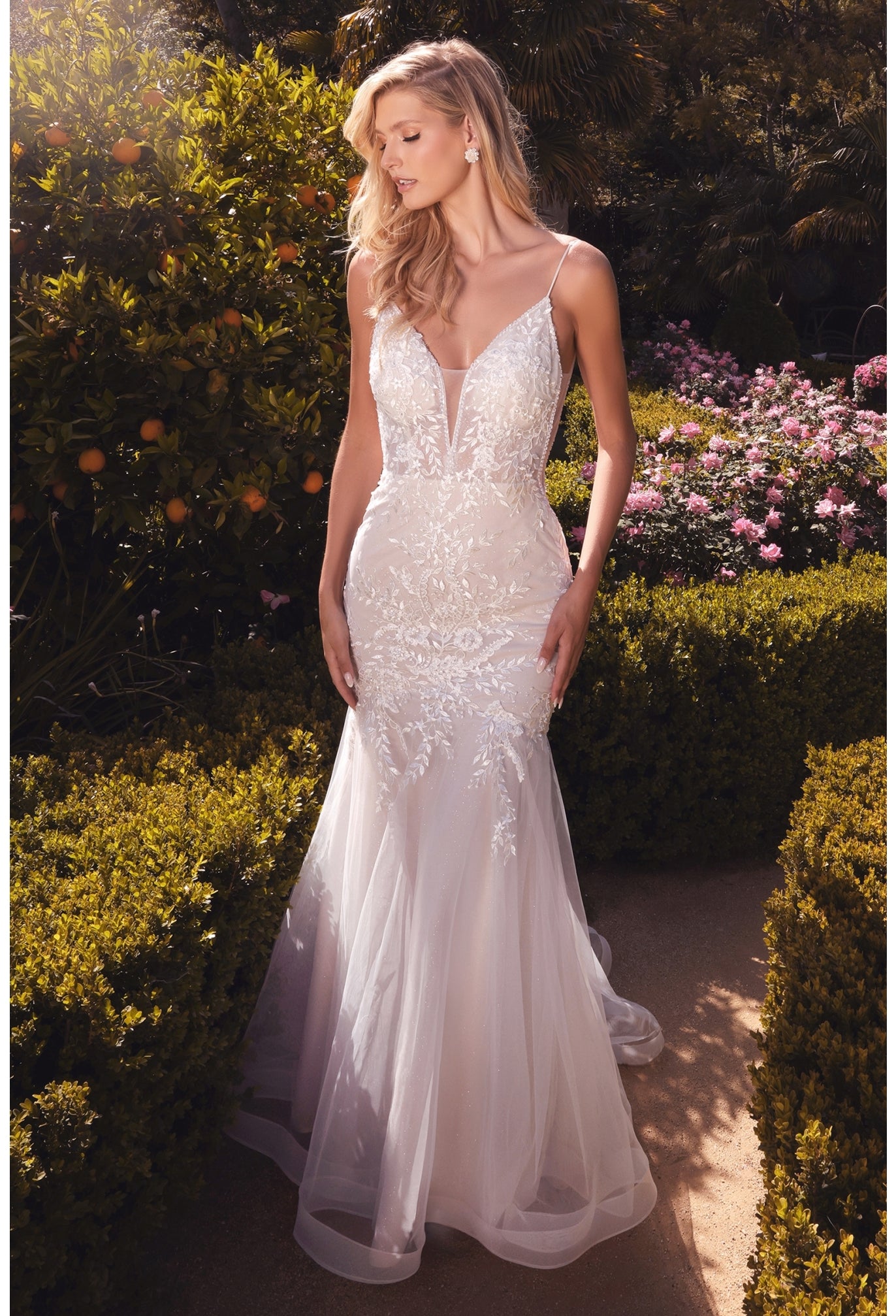 Floral Tulle Bridal Mermaid Gown by Andrea & Leo Couture A1039W