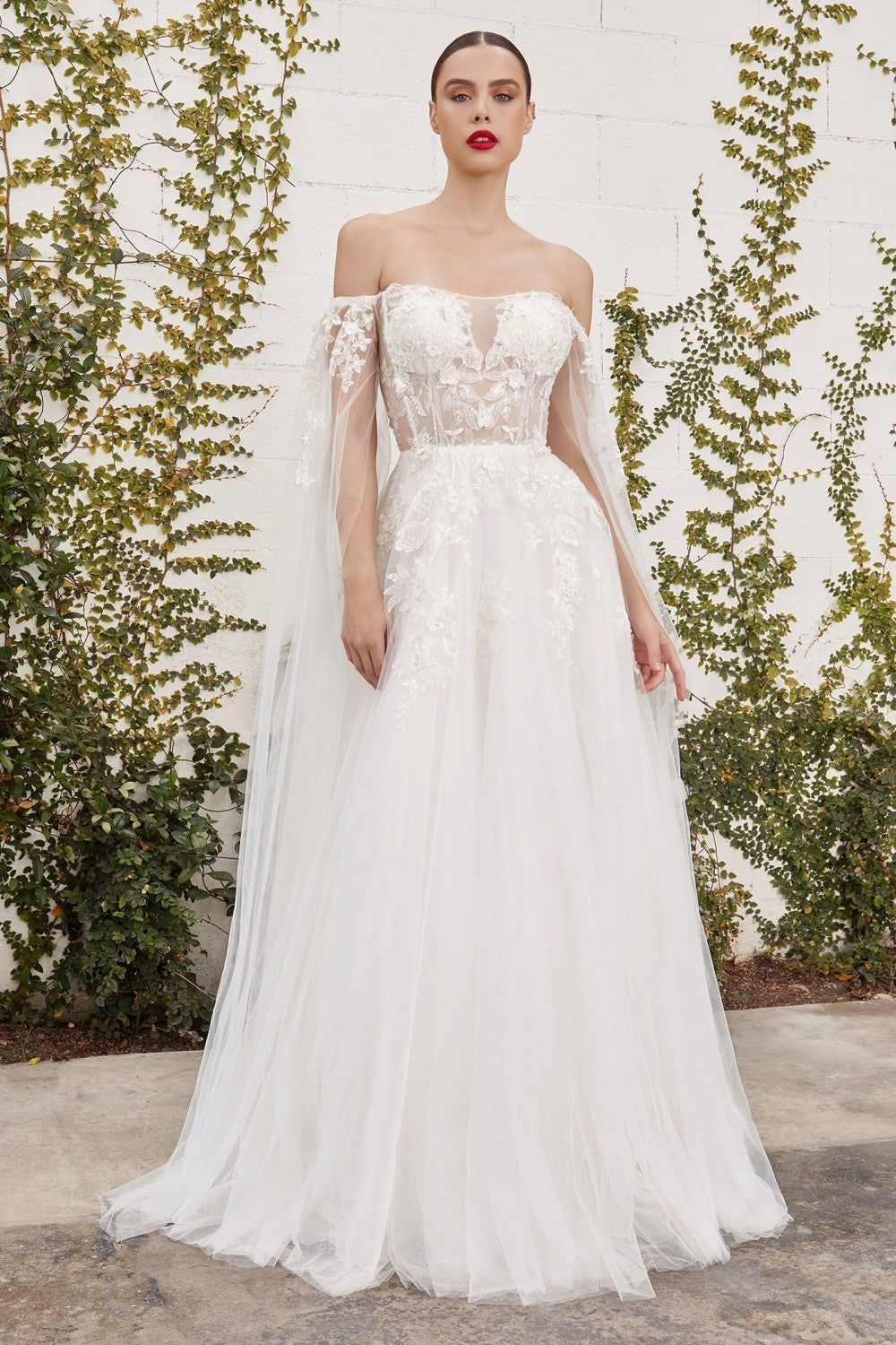 Off the Shoulder Tulle A-Line Bridal Gown by Andrea & Leo Couture - A1080W Isabel