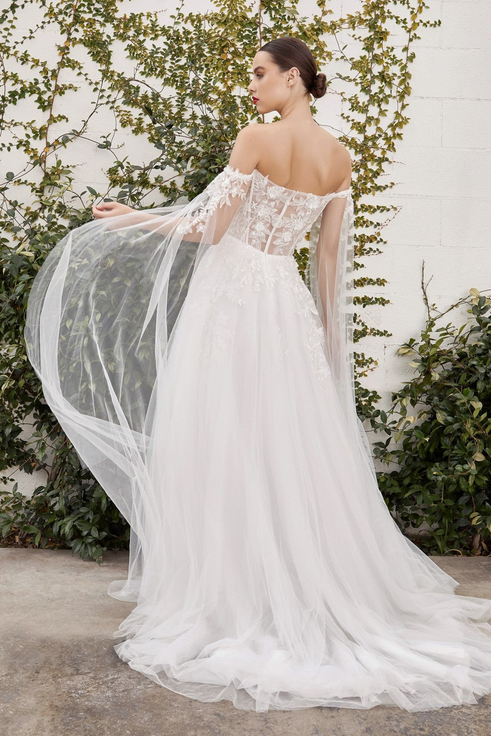 Off the Shoulder Tulle A-Line Bridal Gown by Andrea & Leo Couture - A1080W Isabel