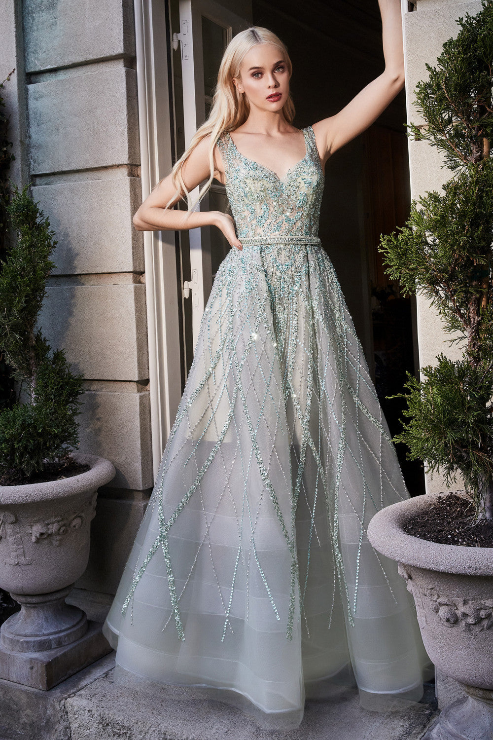 Jewel Beaded Ball Gown A1091 By Andrea & Leo Couture - Special Occasion