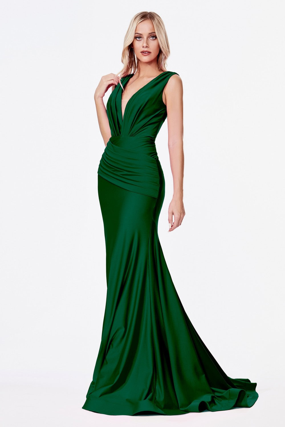 Fitted Stretch Wrap Jersey Gown by Cinderella Divine - CD912- Special Occasion/Curves