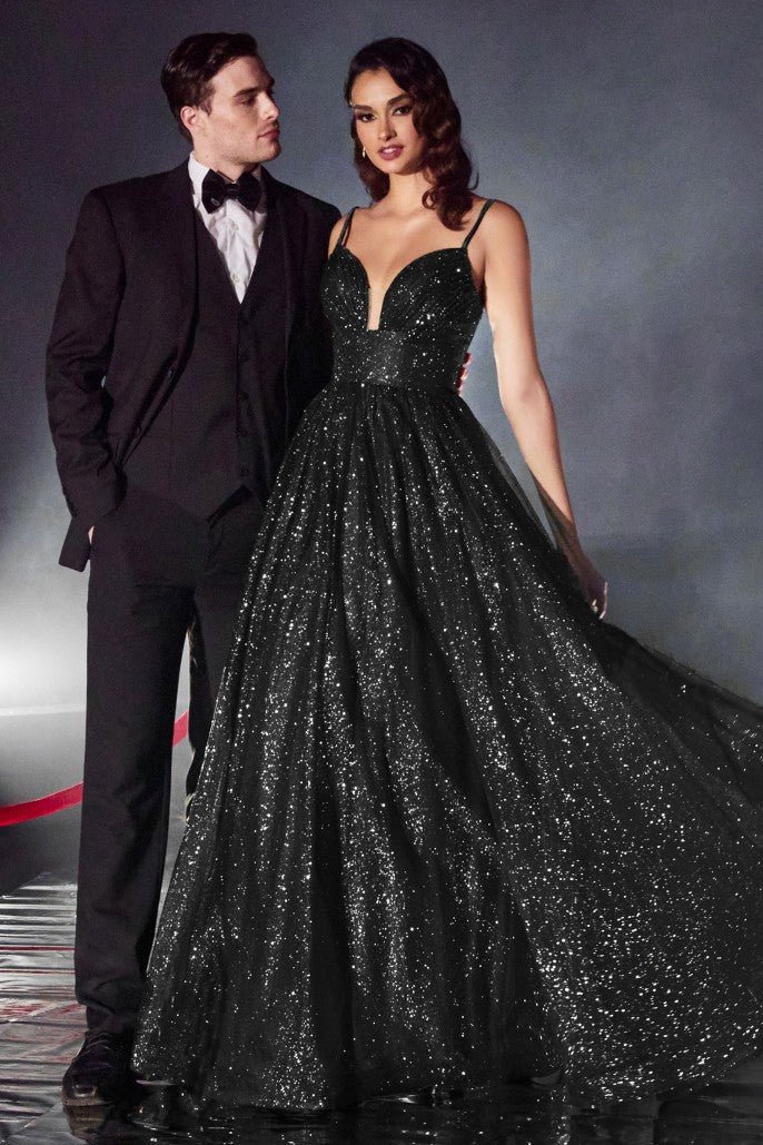 Sexy Layered Glitter Tulle Ball Gown with Slit - Women Formal Gown By Ladivine CD996 - Special Occasion/Curves