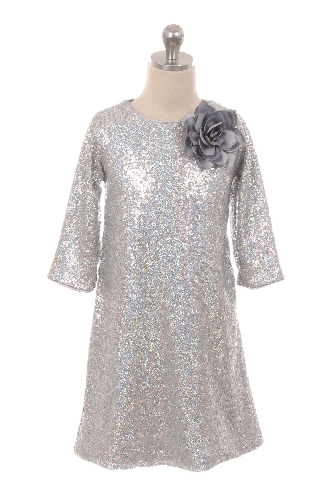 3/4 Sleeve Sequin Girl Party Dress by AS408 Kids Dream - Girl Formal Dresses