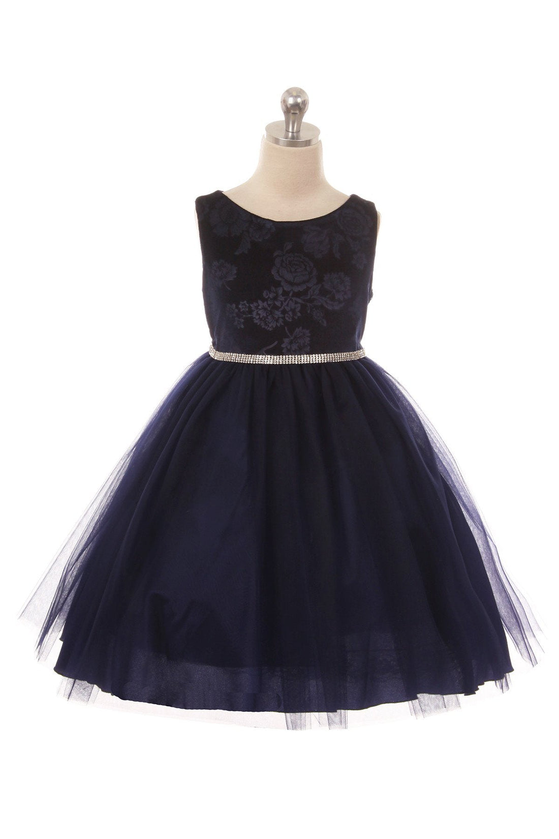 Embossed Floral Velvet Tulle Girl Party Dress by AS454 Kids Dream - Girl Formal Dresses