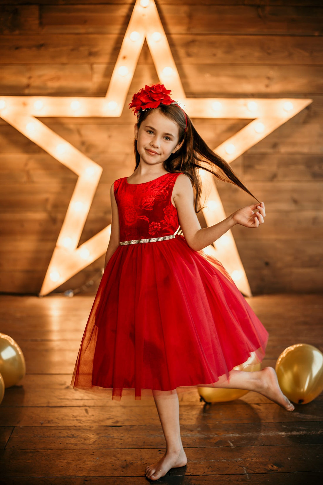 Embossed Floral Velvet Tulle Girl Party Dress by AS454 Kids Dream - Girl Formal Dresses