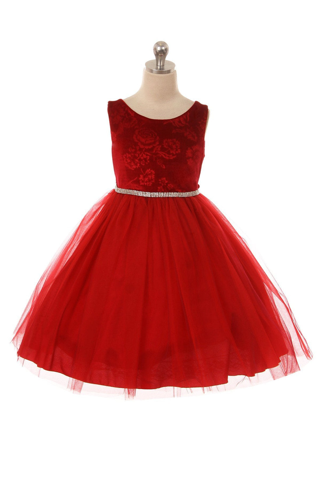 Embossed Floral Velvet Tulle Girl Party Dress by AS454 Kids Dream - Girl Formal Dresses